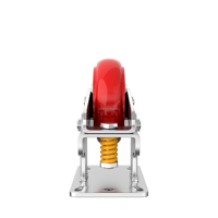 Roulette industrielle en fonte de 5 6 8 pouces avec pivot en PU rouge et porte à ressort-pour roue à ressort