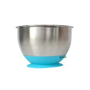 1.5/2.5/4L Non-Skid Stainless Steel Salad Bowls With Silicone Sucker Bottom For Kitchen