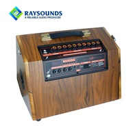 Amplificateur de guitare acoustique portable 40W 8 pouces rechargeable, enceinte en bois pour buskings avec double entrée guitare
