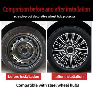 cuisson bicolore Décoratif Styles multiples Universel 14 pouces Enjoliveurs <span class=keywords><strong>de</strong></span> <span class=keywords><strong>roue</strong></span> PP à couverture complète <span class=keywords><strong>pour</strong></span> roues en acier - Product Image 2
