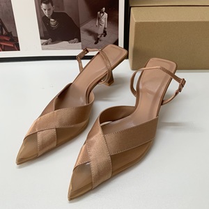 Zapatos de Tacón Bajo para Mujer, Color Marrón, con Correa en el Tobillo, Estilo Mule, Moda Otoño, Tacones Finos de 3 cm, Resistentes, Punta Cruzada, para Oficina, Fáciles de Poner - Product Image 3