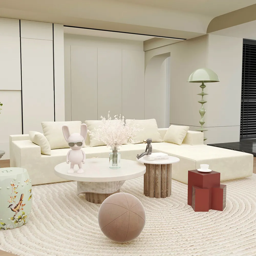 European Style Design L-Shape Modular Sectional Sofas Cheap Sofa Set Furniture Living Room Modern Luxury White