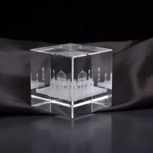 MH-ZZ074 hochwertige Kristall würfel im Carving Taj Mahal Brief besch werer
