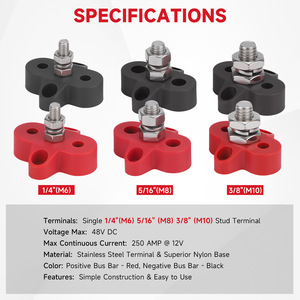 Kit de terminales M6 rojos de 1/4 de pulgada con terminales de cobre y tubo termorretráctil para yates, coches, vehículos recreativos 12V 24V - Product Image 5