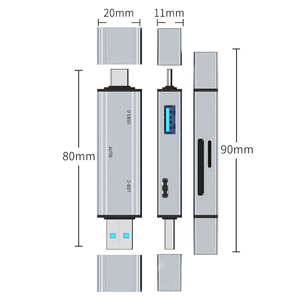 Lecteur de cartes USB de haute qualité 4 en 2, lecteur de cartes <span class=keywords><strong>SD</strong></span> TF et Type C vers <span class=keywords><strong>Micro</strong></span> <span class=keywords><strong>SD</strong></span> TF, <span class=keywords><strong>adaptateur</strong></span> USB OTG, lecteur de cartes USB Hub pour ordinateur portable - Product Image 5