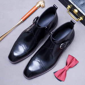 Botas de Trabajo para Hombre, Estilo Casual de Negocios, con Cordones, Punta Cuadrada, Parte Superior de Cuero, Diseño de Parches, Ligeras, Antideslizantes y Transpirables - Product Image 6