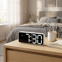 Jam Alarm Cermin LED Baru 118mm Layar Digital Fungsi Snooze Kamar Tidur Kantor Meja USB Isi Ulang Jam Meja