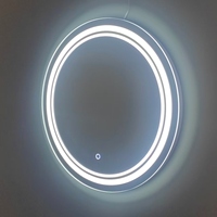 Miroir LED rond sans cadre à éclairage par défilement d'eau avec contrôle tactile anti-buée, miroir rond moderne pour salle de bain d'hôtel