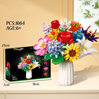 Vente directe d'usine 12 en 1 briques bouquet de fleurs enfants ensemble de construction bricolage mini bloc briques végétales