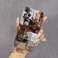Café Papillon Impression Élève Oeil Pro Caméra Trou TPU Housse de Téléphone Portable pour Iphone 17 X Xr Xs 11 12 13 14 15 16 Pro Max