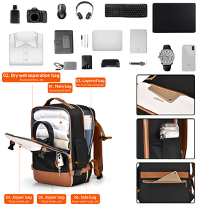 Sac à dos de grande capacité pour hommes avec multi-poches et extension à 180 degrés avec compartiment pour ordinateur indépendant - Product Image 3