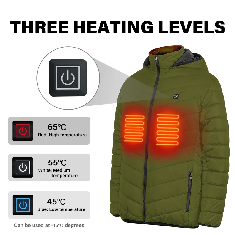 Logo personalizzato cappuccio invernale piumino impermeabile giacca da uomo capispalla giacche riscaldate personalizzate cappotto riscaldato termico elettrico