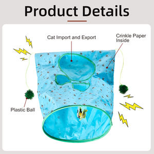 Kattentunnel Speelgoed Opvouwbare Kreukelkapierkattenspeelgoed <span class=keywords><strong>Tunnel</strong></span> Zelfhulphulp Rollende Vloerkanaal Kattentunnel Met Bal - Product Image 3