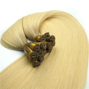 Hot Selling high quality double drawn hand tied weft 100% European human hair wholesale price invisible seamless beads