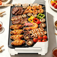 Grill électrique coréen personnalisé en usine, grande capacité, intelligent, antiadhésif, avec déflecteur d'huile pour usage domestique