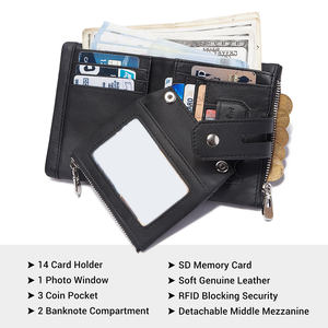 HUMERPAUL <span class=keywords><strong>Portafoglio</strong></span> da Uomo e Porta Carte di Credito in 100% Vera Pelle con Portamonete con Cerniera e Logo Personalizzabile - Product Image 3