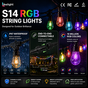 <span class=keywords><strong>Guirlande</strong></span> LED S14 Incassable avec Fonction de Reprise à un Point Spécifique, Contrôle par Application DC12V, 20 Ampoules, Espacement de 15 cm, Idéale pour Bistrots et Restaurants - Product Image 2