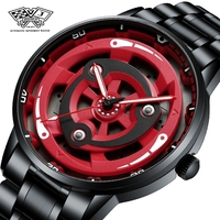 Reloj de Pulsera de Cuarzo de Lujo, Resistente al Agua, con Diseño de Caleidoscopio Sharingan Giratorio 3D de Anime Japonés, de Acero Inoxidable, de 42 mm