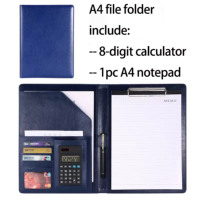 Carpeta de Piel Sintética de Lujo Hongweishu, con Clip, para Archivos, Agenda, Cuaderno, Multifuncional, para Oficina, Conferencias, Roja/Marrón, 24cm*35cm