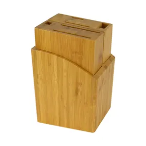 Custom Multifunctionele Bamboe Messenblokhouder 6 Sleuven Universele Keukenmessenblokken