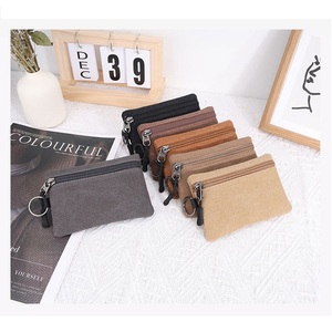 <b>Cheap</b> Price Canvas Coin <b>Purse</b> Portable Key Cards Holder Small Wallet Bag with Zipper Closure - Product Image 5