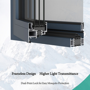 Hiện đại 95B tuôn ra đôi vào trong cửa sổ mở kính cường lực khung hợp kim nhôm Màn hình thép không gỉ cho biệt thự khách sạn cố định - Product Image 2