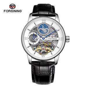 2025 nouvelle montre mécanique automatique de luxe pour hommes Forsining avec Design creux Tourbillon Phase <span class=keywords><strong>lunaire</strong></span> 22mm bracelet en cuir horloge - Product Image 1