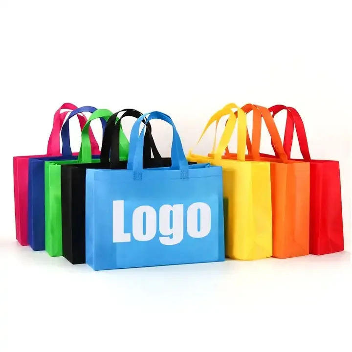 In stock Horizontal S Size Promotional Nonwoven Reusable Tote Bags Eco Friendly Supermarket Non Woven Gift Shopping Bag