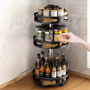 Küche <span class=keywords><strong>3</strong></span>-Tier verstellbares Regal Organizer Stehende Trocken regale & drehbare Gewürz regal Lager regal - Product Image 1