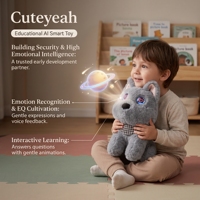 Robot interactif IA personnalisable en peluche chien Westie gris, compatible ChatGPT, 60+ langues, mignon, éducatif, pour enfants, unisexe, émotionnel et social