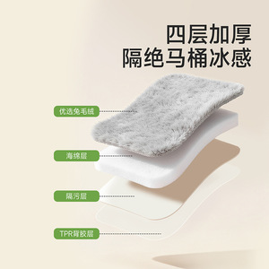 FaSoLa Toilet Seat Cover Pink Thickened Antibacterial Winter Cushion Home Use - Product Image 4