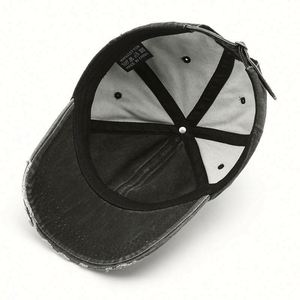 Gorra de béisbol de mezclilla vintage para hombre, con efecto desgastado y roturas, estilo 'Dad Hat' negra, para mujer, con personalidad, gorras deportivas con efecto desgastado. - Product Image 3