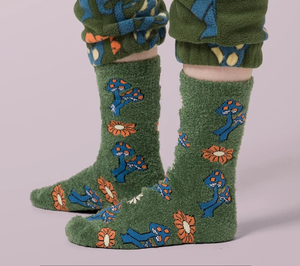 Meilleures chaussettes en peluche à imprimé champignon vert de noël, pantoufles d'hiver confortables et chaudes - Product Image 3