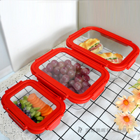 Accessoires de cuisine, récipient de préparation des repas en verre simple et chauffable, couvercles en PP, 2 compartiments, passe au lave-vaisselle, pour la cuisine, le bureau, l'école