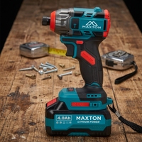 MAXTON Perceuse à percussion sans fil 20V rechargeable, moteur sans balais, couple max. 220 N.m, batterie Li-ion, pour usage domestique et professionnel