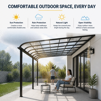 Pergola en aluminium avec toit en polycarbonate, couverture de terrasse panoramique, vue sur la montagne, ouverte, anti-UV, étanche, OEM