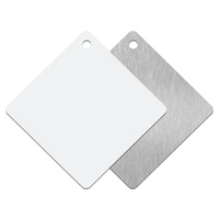 Plaque en aluminium vierge personnalisable pour sublimation, panneau de fenêtre de voiture, impression recto, transfert thermique, blanc devant, argent derrière, 14x14cm