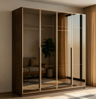 Armoire de chambre à coucher au design unique en bois avec coiffeuse, mobilier de maison