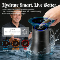 Gobelet intelligent en acier inoxydable pour bureau moderne, avec affichage de la température de l'eau par LED Bluetooth et fonction de rappel de boisson
