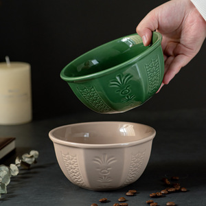 Ensemble de bols en céramique, porcelaine, 6 pouces, design rétro embossé, pour la table à manger à la maison - Product Image 5