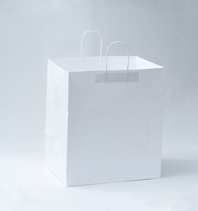 Bolsa de Papel Kraft Blanca Ecológica con Asa Plana para Llevar, con Impresión de Logotipo Personalizado - Product Image 6