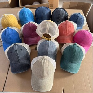 Gorra de béisbol para hombre y mujer, gorra de malla vaquera de algodón lavado, transpirable, fina, para primavera y verano - Product Image 1
