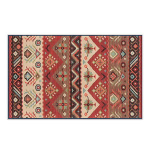 Alfombra de Entrada Rectangular de Estilo Marroquí con Diseño Geométrico, Imitación de Cachemira, Antideslizante y Resistente a las Manchas, Modelo H 409 - Product Image 1