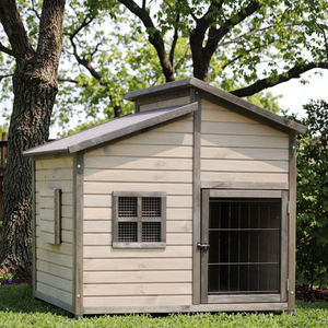 Üreticinin lüks ahşap büyük açık köpek kulübesi ev su geçirmez katı ahşap baskı desen Pet villa ile Pet mobilya - Product Image 1