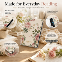 Casing Kindle Floral Kustom untuk Kindle Paperwhite 2021 Generasi ke-11 6.8 inci dengan Pola Bunga Logo, Cover E-Reader OEM Grosir