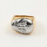 Hip Hop Style Femmes Simple Bijoux Personnalisés 18k Plaqué Or En Acier Inoxydable Double Couleur Visage Forme Anneau