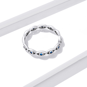 Geometric Eternity Band <b>Ring</b> With Lab Created Sapphire Bezel Setting <b>Silver</b> Plated Unisex Classic Engagement Jewelry - Product Image 2