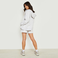 Sweat à capuche polaire avec fermeture éclair haut court personnalisé deux pièces ensemble de short de survêtement en coton 2 pièces pour femmes