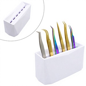 6 pièces Support de rangement et de présentation en acrylique pour pinces à extensions de cils, avec étiquettes personnalisées, accessoires et outils pour extensions de cils - Product Image 1