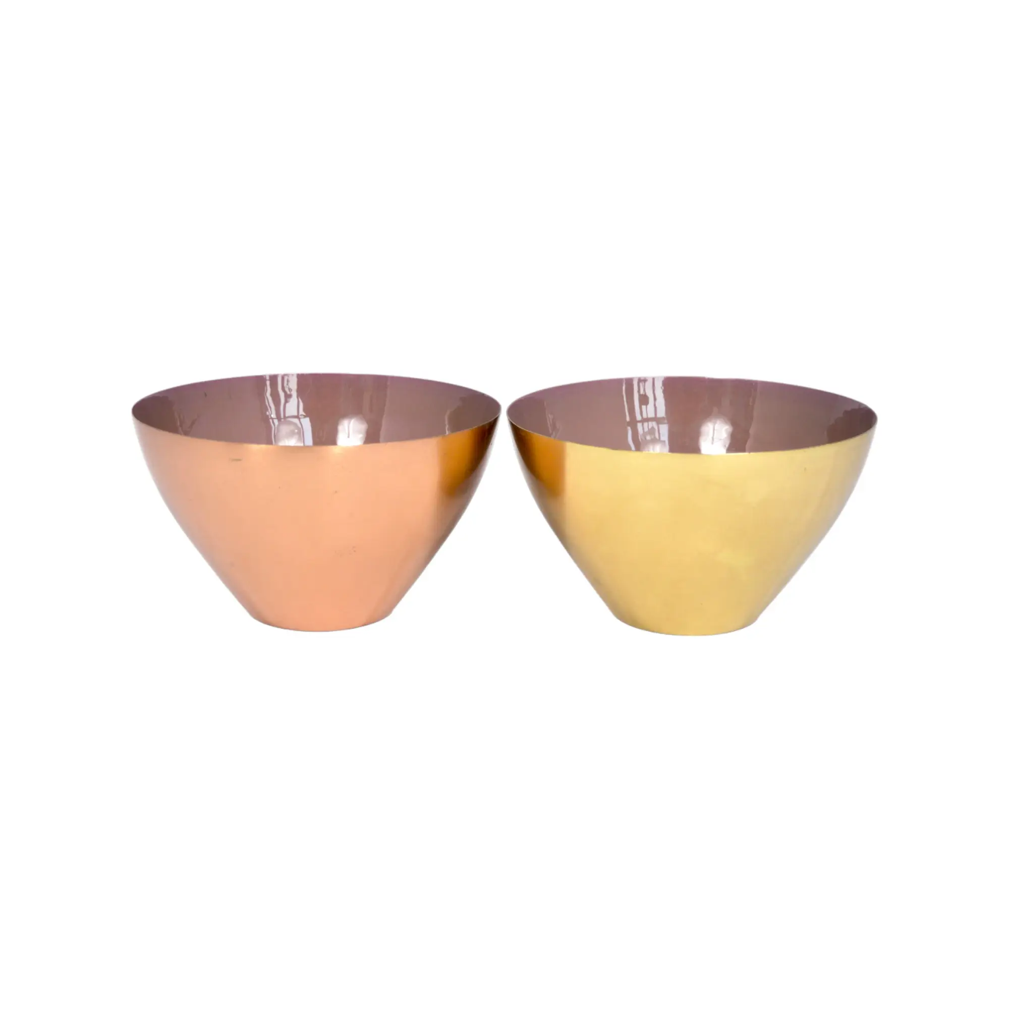 Metal Iron Set of 2 Tone Mirror Enamel Polished Cheap Metal Salad Bowls with Rustic Copper and Gold Plating home Usage Bowl